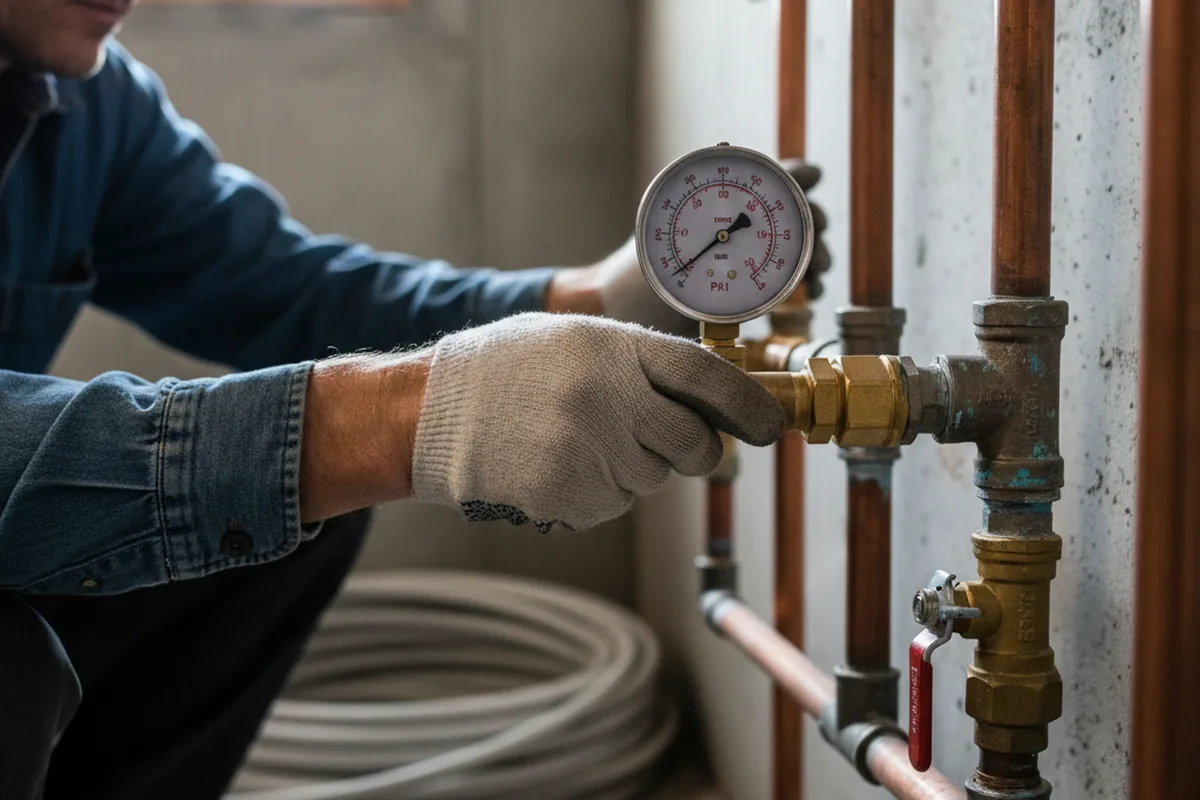 Pressure testing a repaired line during Water Line Repair in Fort Johnson